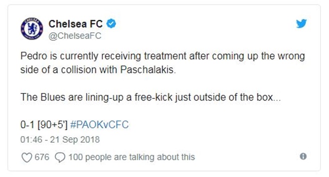 Sarri XÁC NHẬN tình trạng chấn thương của Pedro